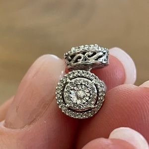 White gold and diamond chipped post earrings